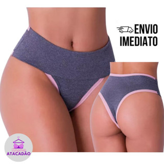 Kit 3 Calcinhas Fitness Cós Alto Compressão