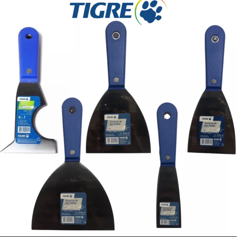 Espátula de Aço Polido Multiuso 4 Funções Vários Tamanhos Tigre Espátula de Pintura Espatula Pintura