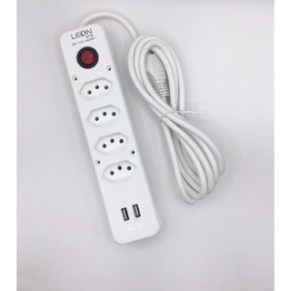 LEON 4 tomadas e 2 cabos de extensão USB de 1,5 m 110 V a 220 V multiuso profissional