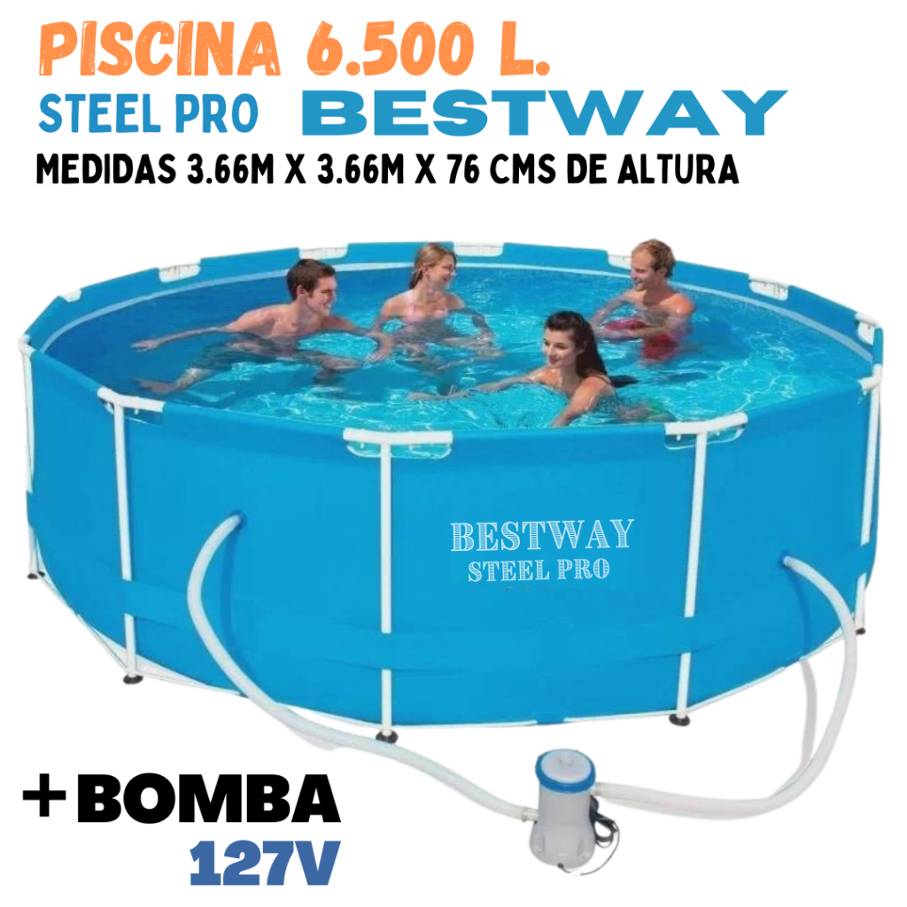 Piscina Gigante de Estrutura Metálica 6500L Bestway + Bomba de Filtragem 127V