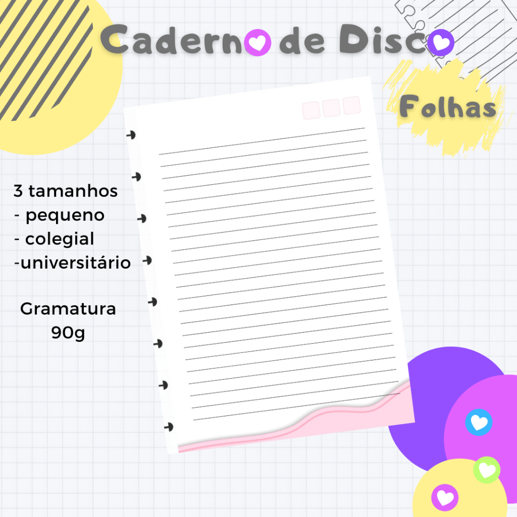 Miolo refil 90g para caderno de discos vários modelos e tamanhos