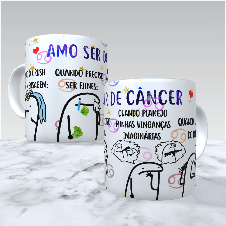 Imagem Caneca de Porcelana Personalizada Exclusiva - Envio em 24 horas - Personalizada Flork - Signo de Câncer