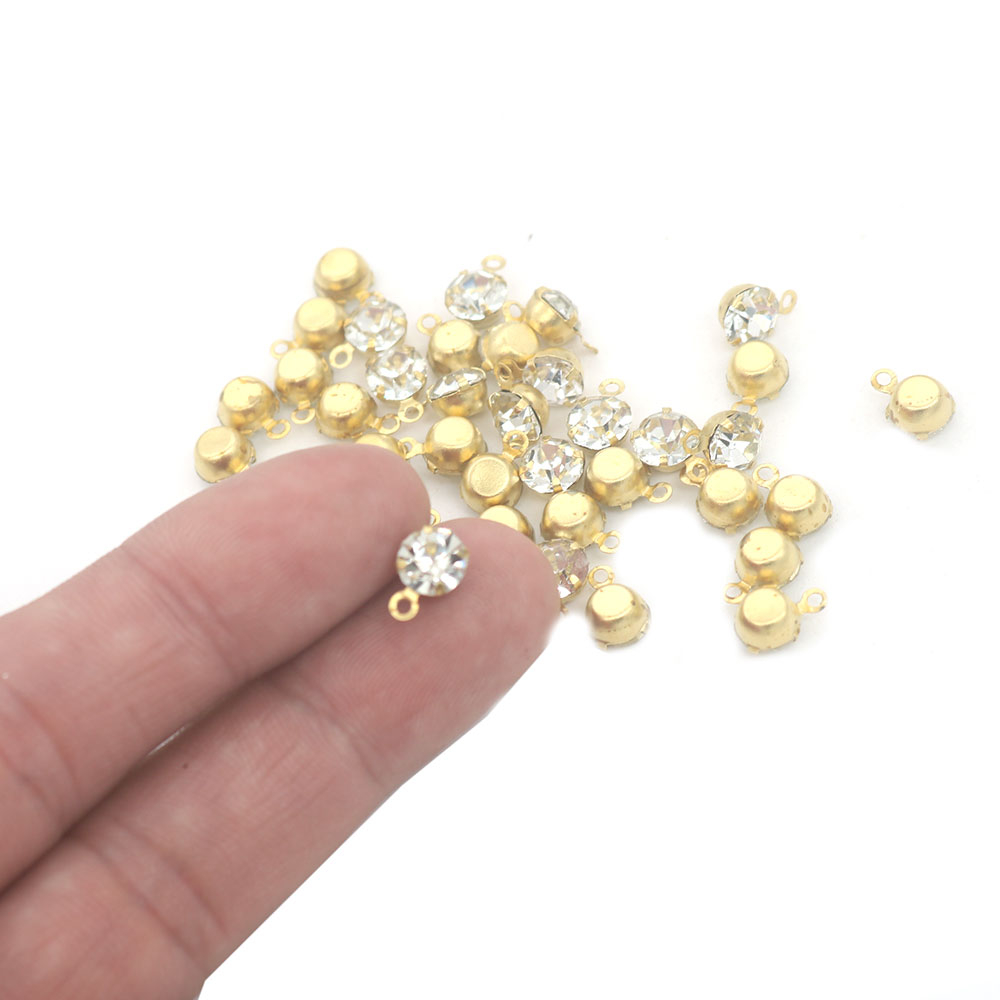 lote 30 20 10 Mini pingente ponto de luz dourado strass artesanato bijuterias colar pulseira 6mm 8mm