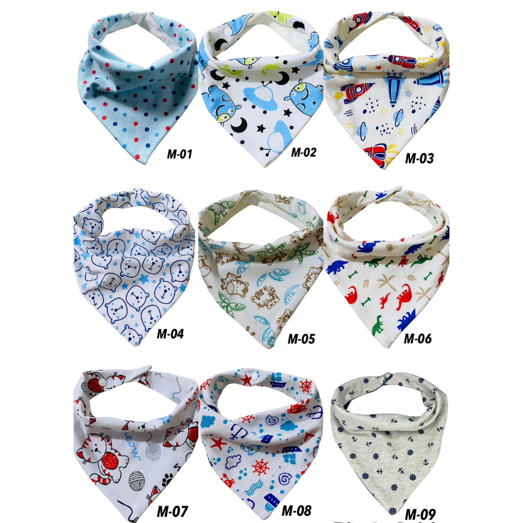 Kit C/12 Babadores Bandana Infantil Dupla Face