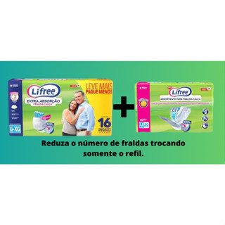 Kit Fralda lifree 16 und + Absorvente Lifree c/ 20 und.