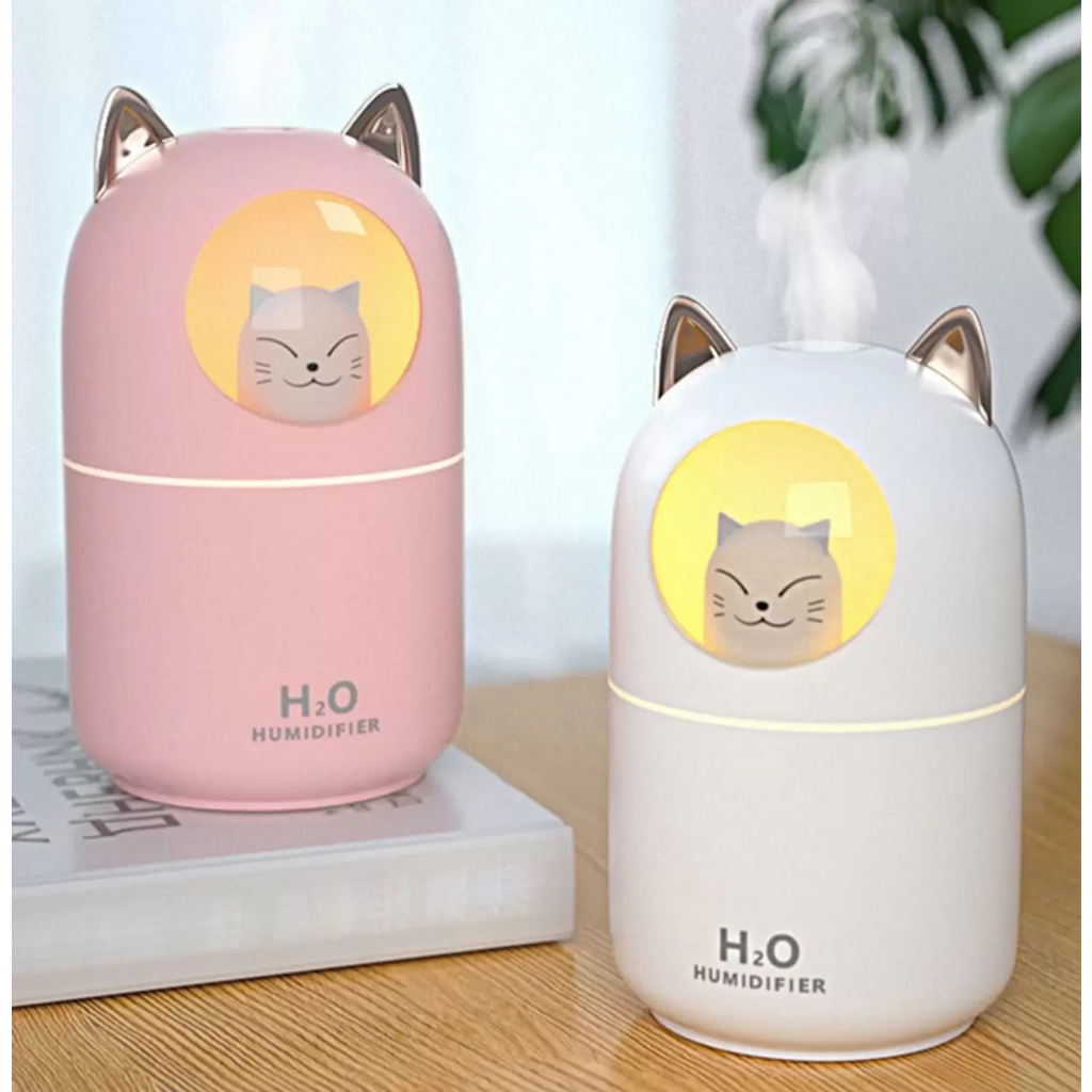 Mini Umidificador Difusor Aromatizador de Ambiente Gatinho Purificador de Ar Aroma Ultrasônico USB