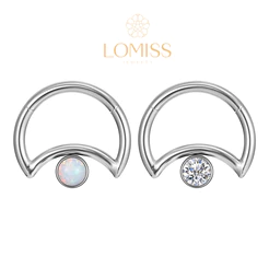 Piercing Daith Clik Lua Aço Cirúrgico Pvd Zircônia 1,2x8