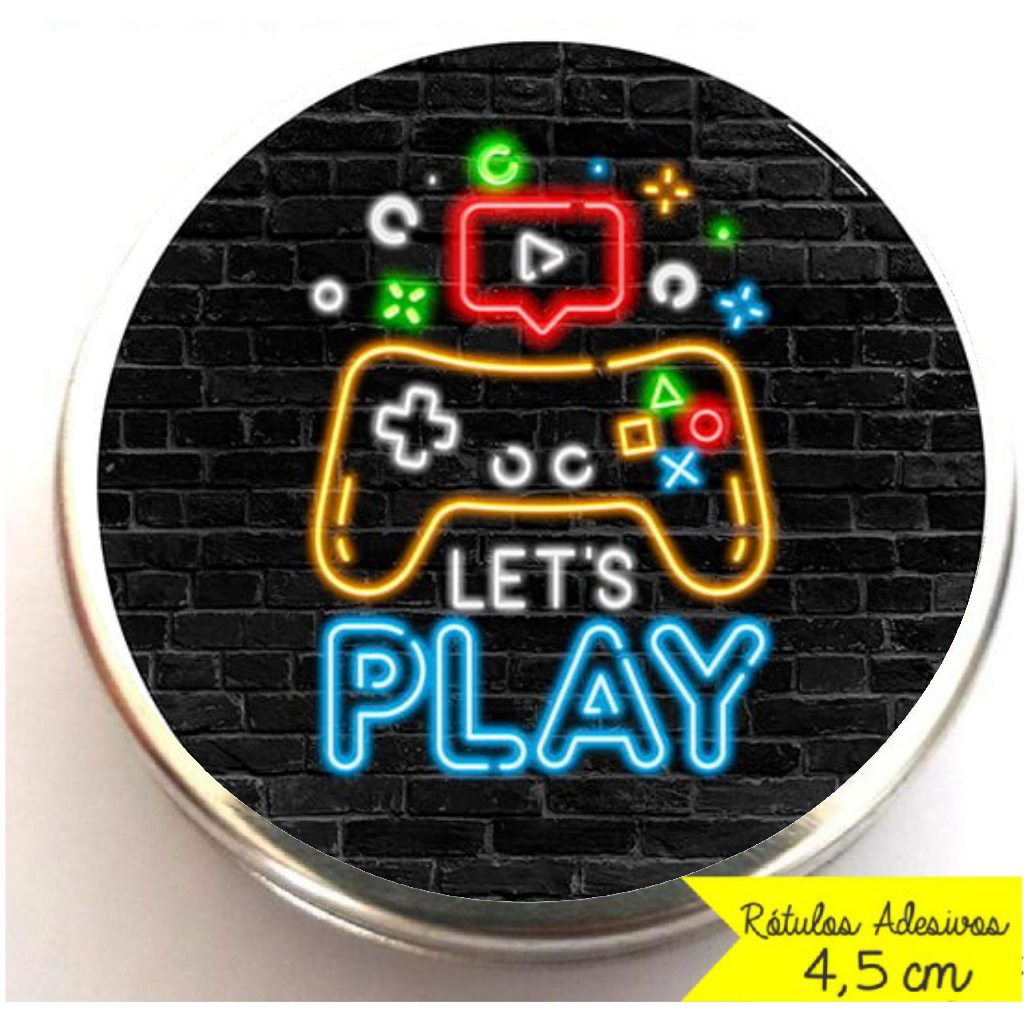 40 rótulos adesivos redondo 4,5cm tema gamer, FOSCO SEM NOME, rótulos para latinhas, garrafinhas, tubetes, caixinha em Oferta na Shopee