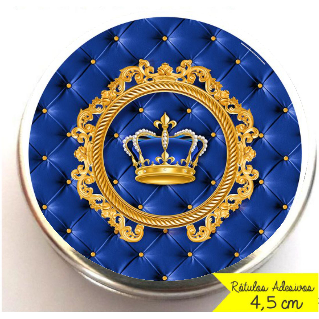 40 rótulos adesivos redondo 4,5cm tema Realeza MENINO, FOSCO SEM NOME, rótulos para latinhas em Oferta na Shopee