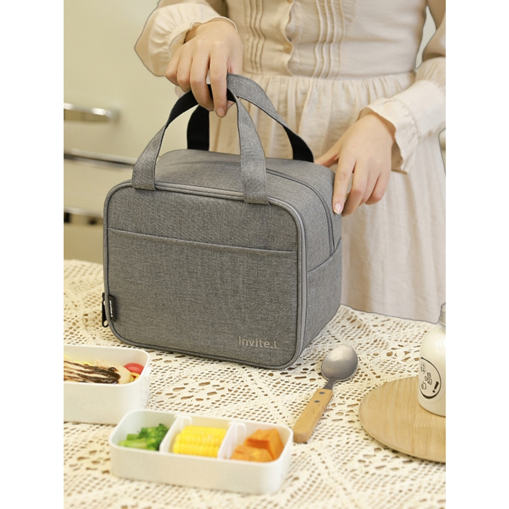 Bolsa Térmica Portátil Marmita Compartimento Duas Camadas Quadrado Lancheira