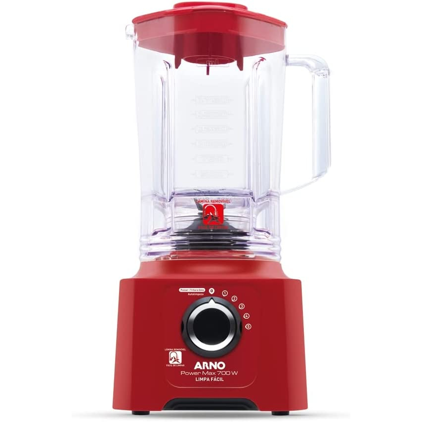 Liquidificador Portátil Elétrico Power Max 110v Arno LN61 Vermelho 127v 5 velocidades 700W