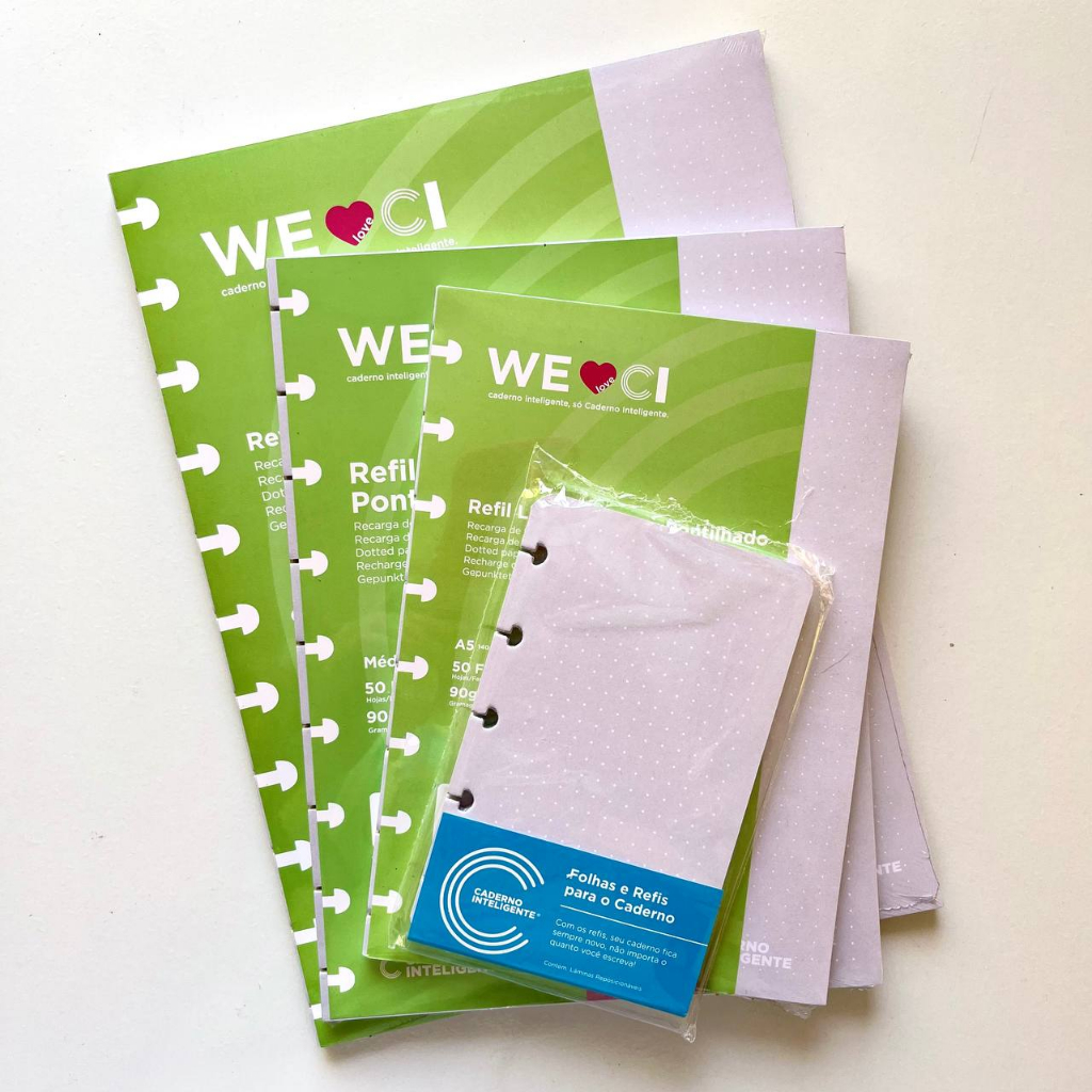 Refil Pontilhado Cinza com Linhas Brancas 90g ou 120g para Caderno Inteligente | Tamanho Inteligine, A5, Médio ou Grande em Oferta na Shopee