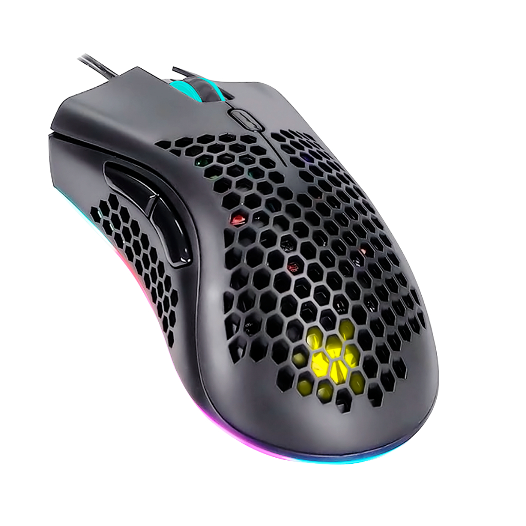 Mouse Gamer Profissional iluminação RGB Design Leve e Ergonômico 7200 DPI