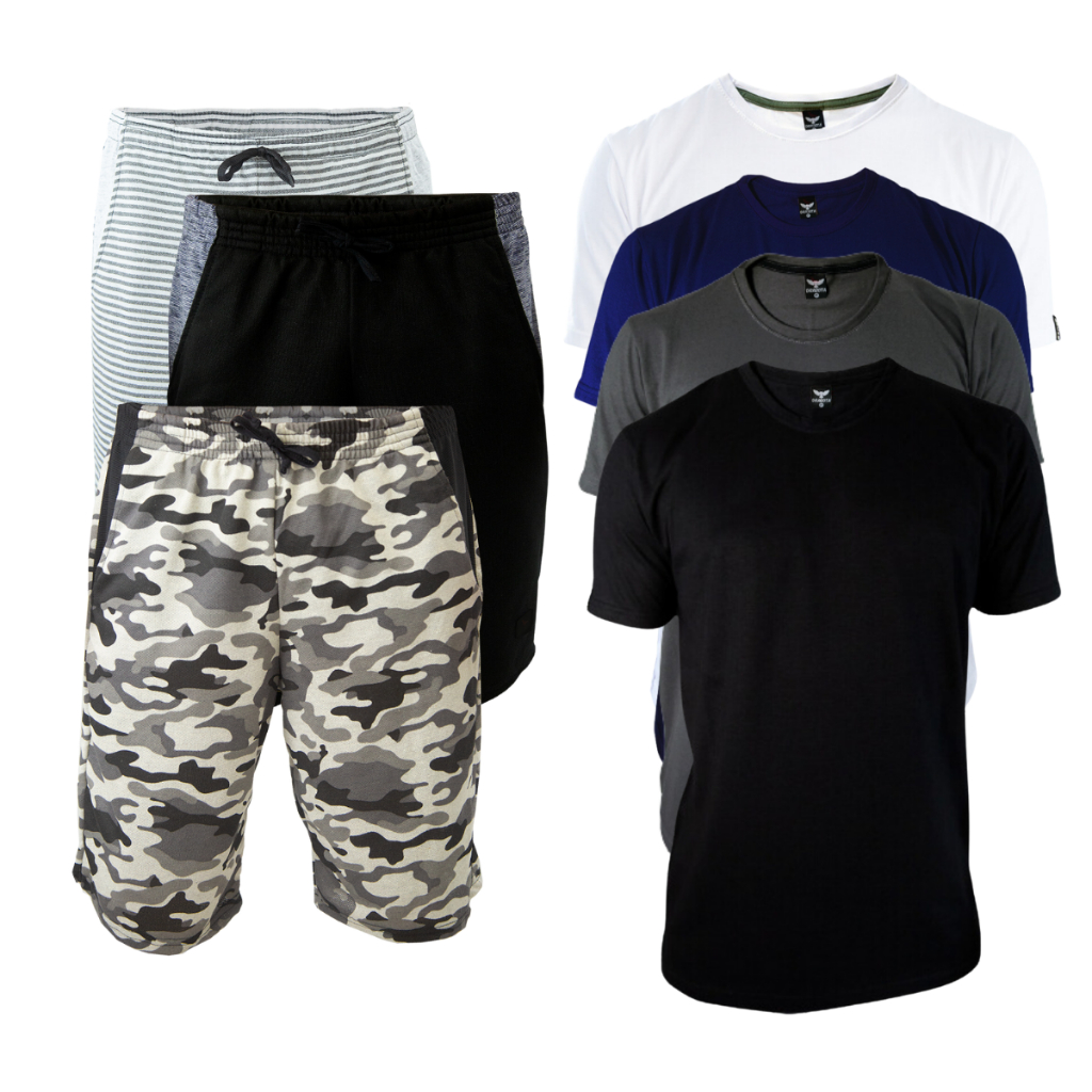 Conjunto Bermudas Moletom Masculina E Camiseta Básica Masculina Lisas Masculina
