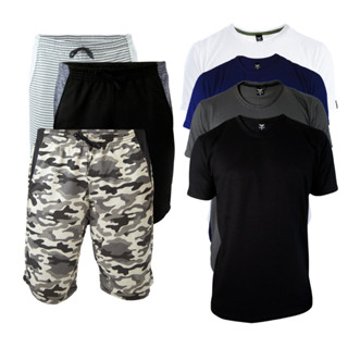 Conjunto Bermudas Moletom Masculina E Camiseta Básica Masculina Lisas Masculina