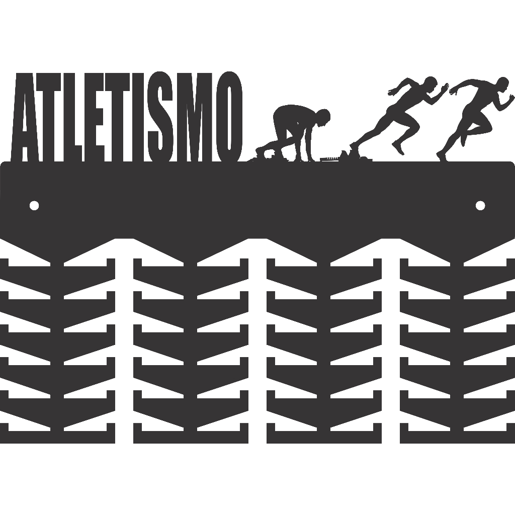 Porta Medalhas modelo ATLETISMO CORRIDA TRACK AND FIELD produzido em Madeira Mdf 6mm de alta qualidade e pintura automotiva