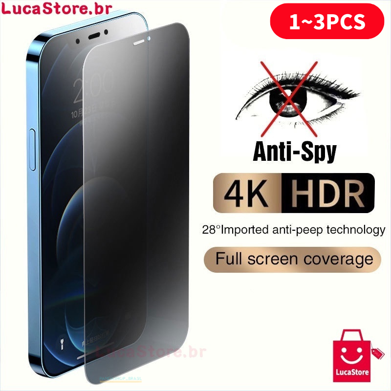 Película De 3D Vidro Privacidade IPhone Anti Spy Para Todos Modelos Iphone 14 13 12 11 Xr Xs 7 8 Plus Pro Max em Oferta na Shopee