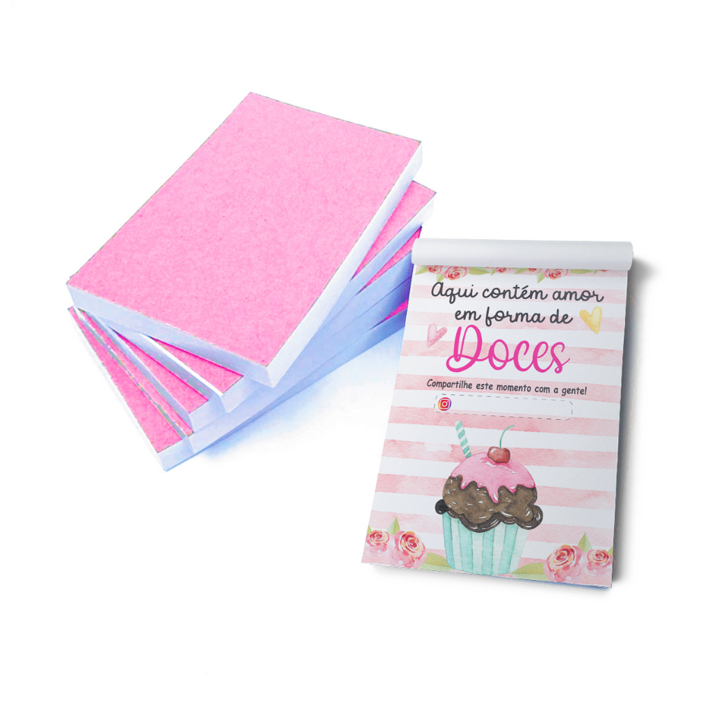 5 Blocos (500 Folhas) para Agradecimento / Gratidão Doces, Doceria, Bolos, Bolateria, Doce