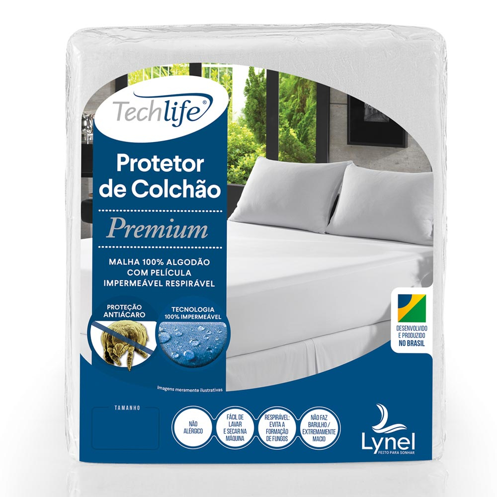 Protetor de Colchão Impermeável TechLife Premium Algodão Lynel
