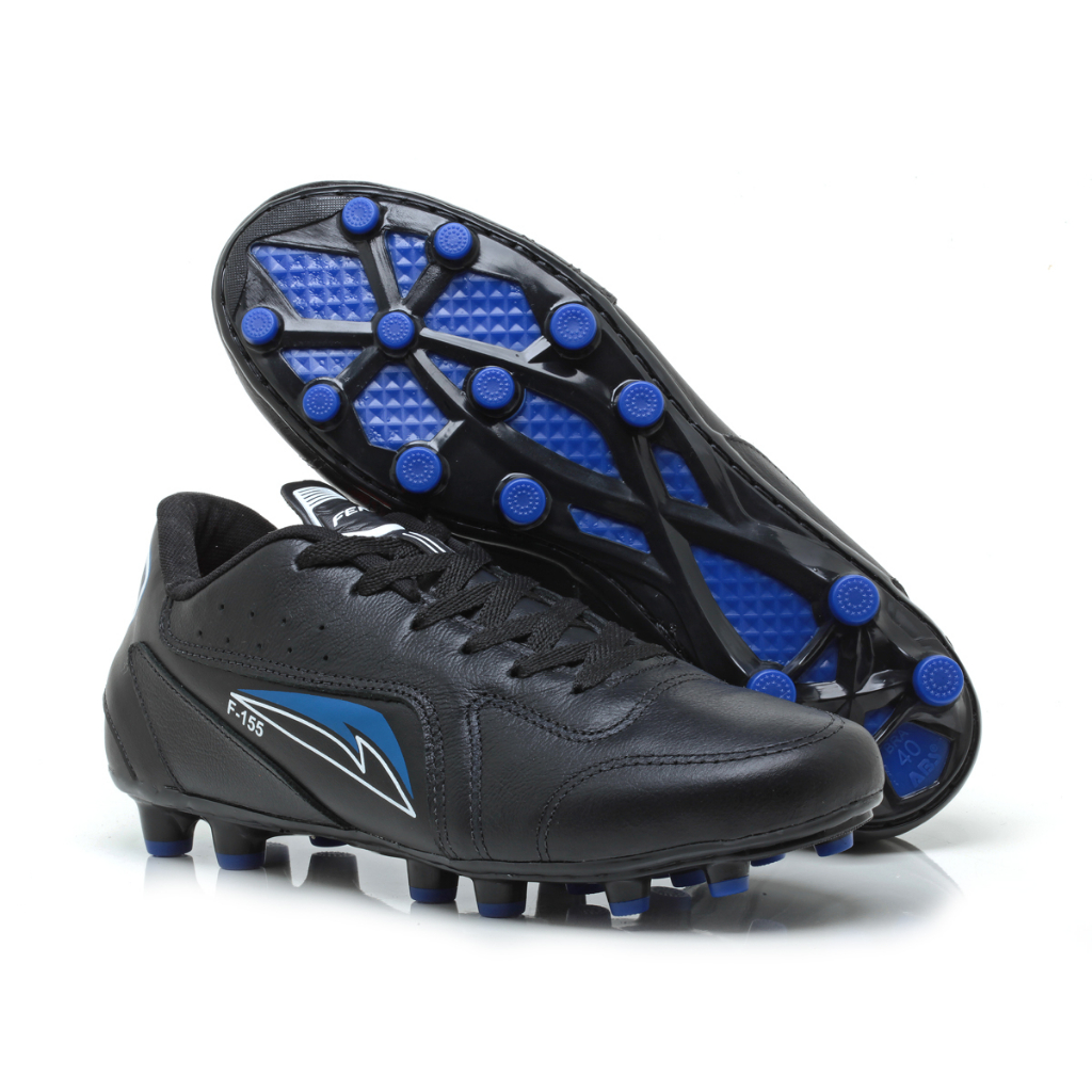 Chuteira de Futebol Campo de Couro Legítimo Preto Costurada Lançamento Promoção em Oferta na Shopee