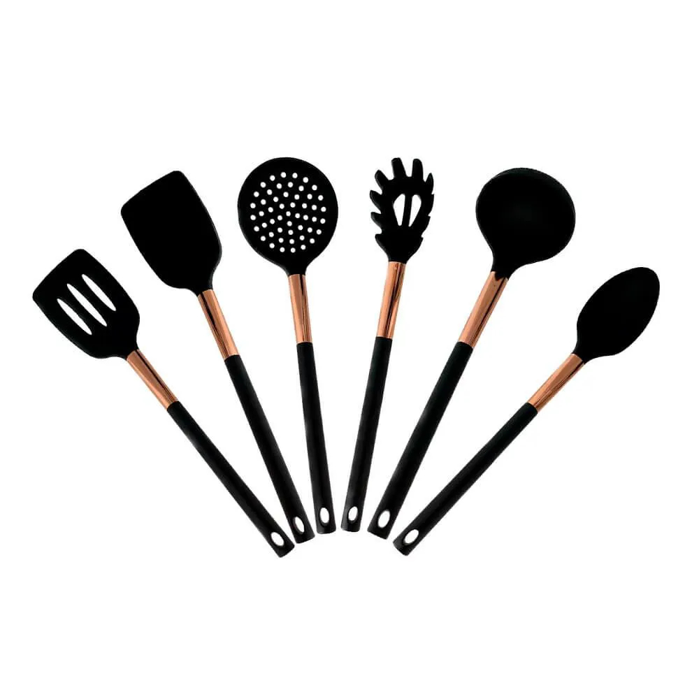 Utensilios De Silicone Preto e Rose Gold - Casambiente - Home & Living