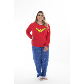 Pijama Feminino Plus Size Longo Adulto Calça Manga Longa Estampas Variadas