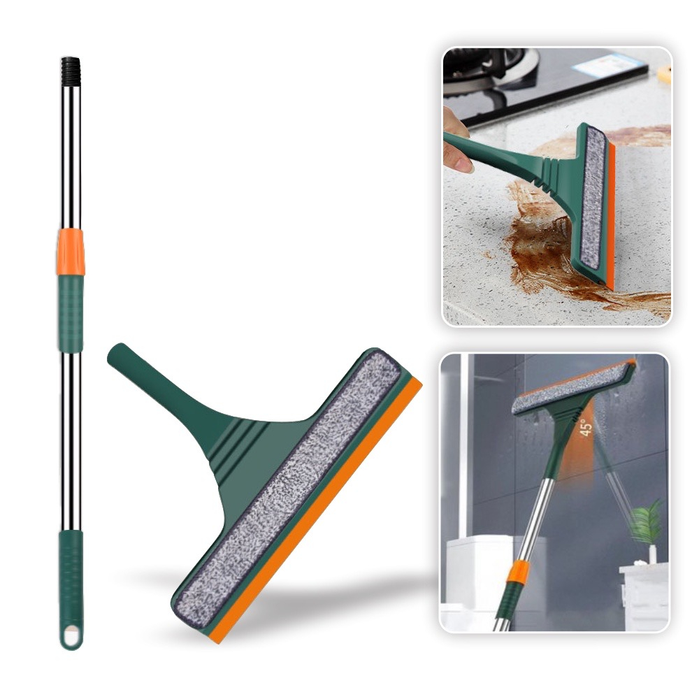 Rodo Vassoura Mágico Mop para Limpeza de Casa Cozinha Banheiro Quintal (4 em 1) Cabo Flexível Grande/Rodo Limpa Vidros Cabo De Uso Profissional Extensível 2 Em 1