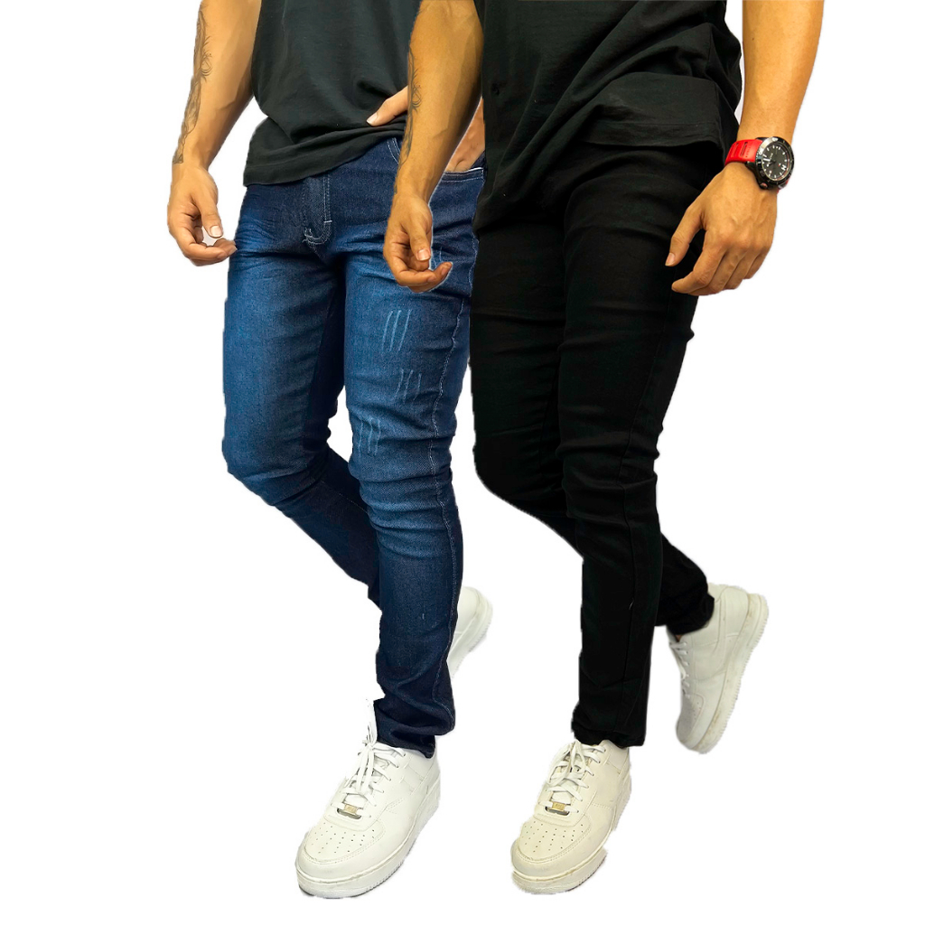 Kit 2 Calça Jeans Tradicional Masculina Premium Slim Tecido Elastano Promoção Envio Rápido