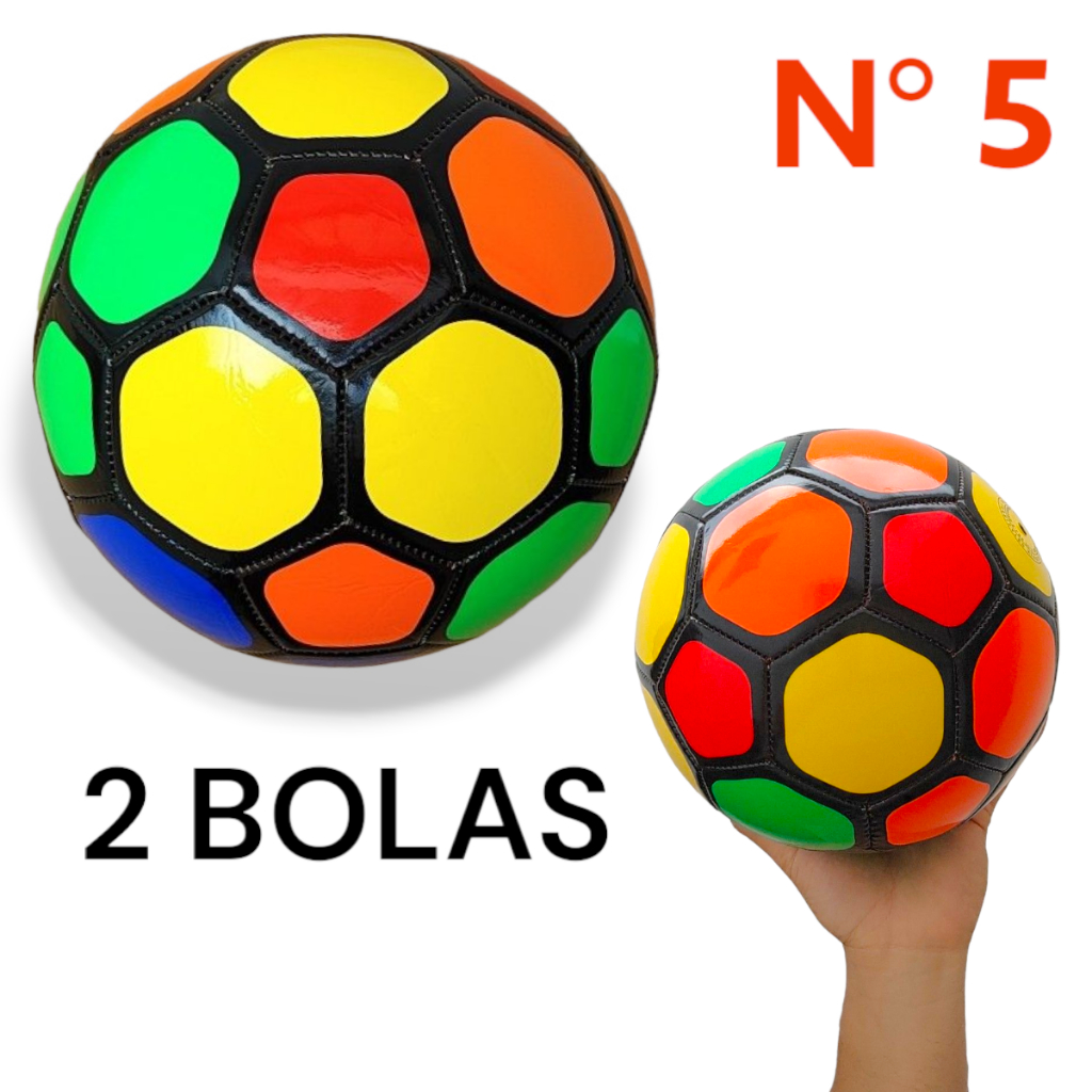 2 Bolas de futebol de campo colorida Numero 5 tamanho oficial adulto PVC costurada