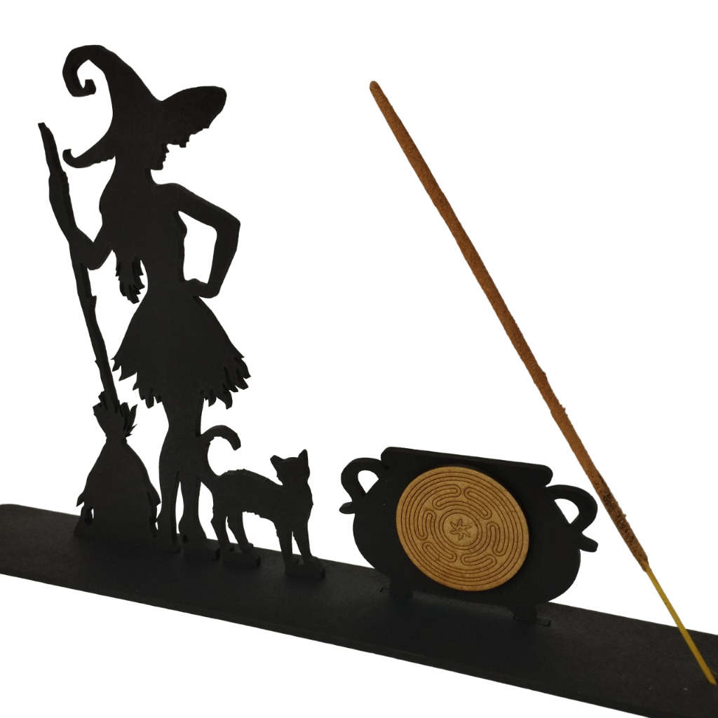 Incensário Bruxa porta incenso fases da lua mdf cru mandala lua tripla trilune celta wicca magia pentagrama deusa em Oferta na Shopee