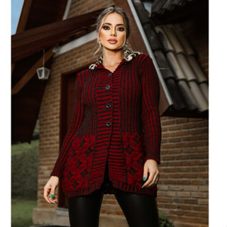 Casaco Blusa Pelúcia Tricot Cardigan Inverno Feminino Quentinho
