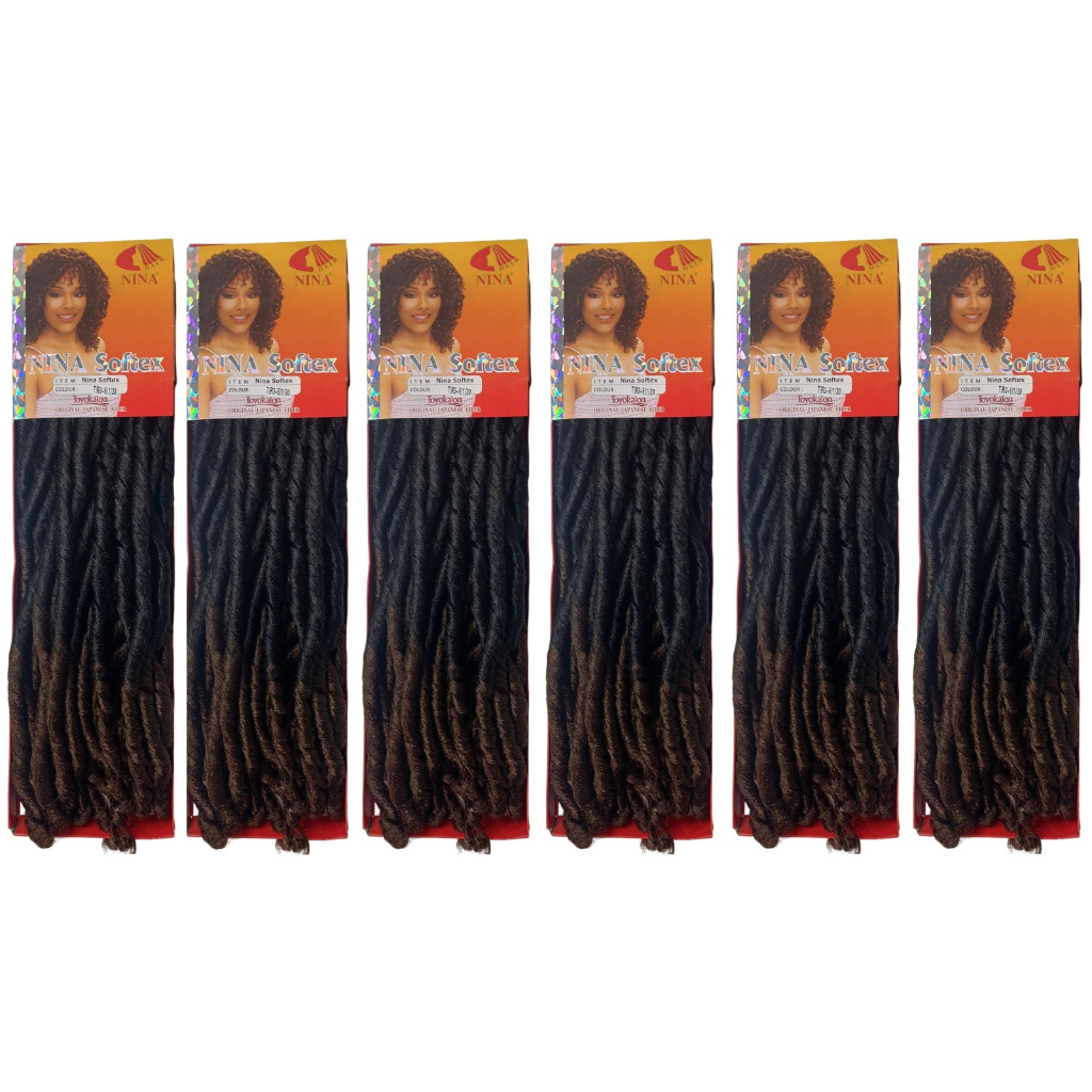 Cabelo Nina Softex Kit Com 6 Pacotes De Crochet Braid Cor T1/30  Castanho Com Mel