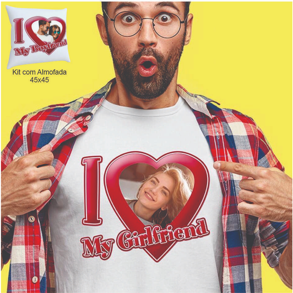 Camiseta Personalizada I Love My Girlfriend I Love My Boyfriend Eu amo Minha Namorada Namorado