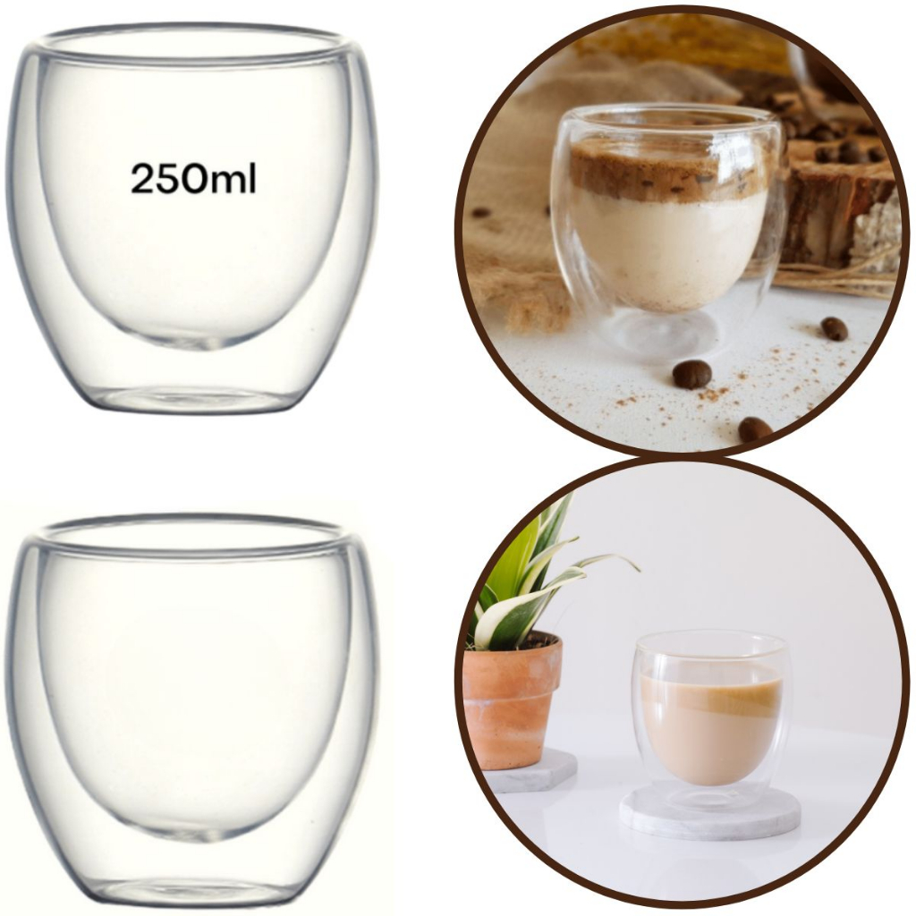 copo de vidro duplo copo de café capuccino chocolate bebida quente e fria 250ml copo café