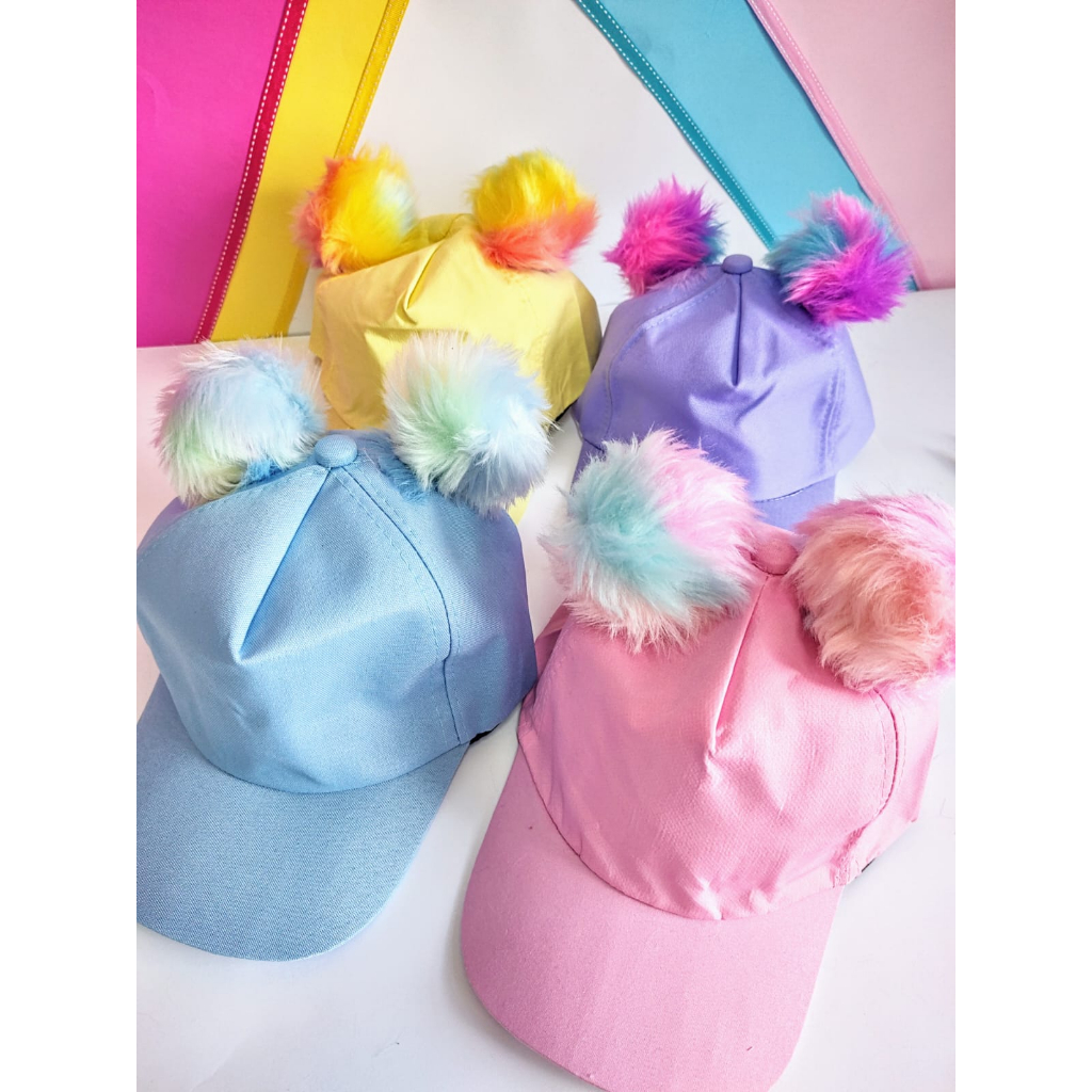 Pompom de Pelúcia 7 cm Multicolor Pacote com 6 pçs