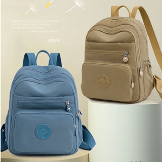 Mochila Feminina Estilo Nylon Pano Grande De Capacidade Moda Casual Multifuncional Cor Sólida