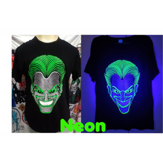 Camiseta T-shirt Coringa estampa neon para luz negra 100% Algodão