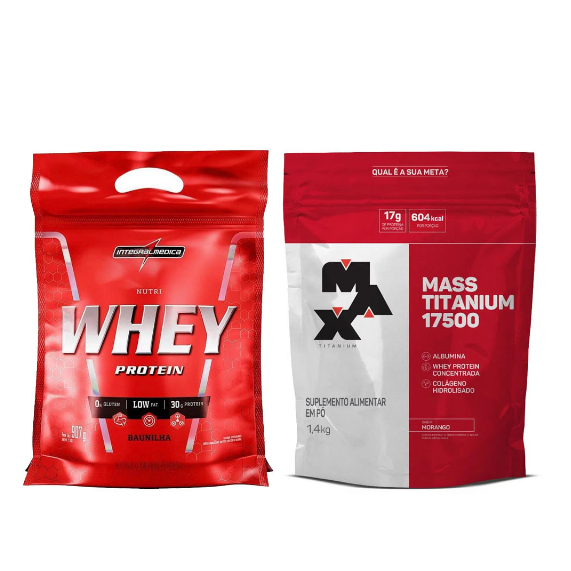 Ganho de Massa Muscular Nutri Whey 907g + Hipercalórico 1.4Kg