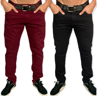 Kit 2 Calças Masculinas Basica Estilo Social Jeans Reta Slim