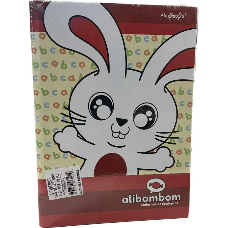 Kit 4 Caderno Alibombom 123x vermelho Máxima caderno Capa Flexível.