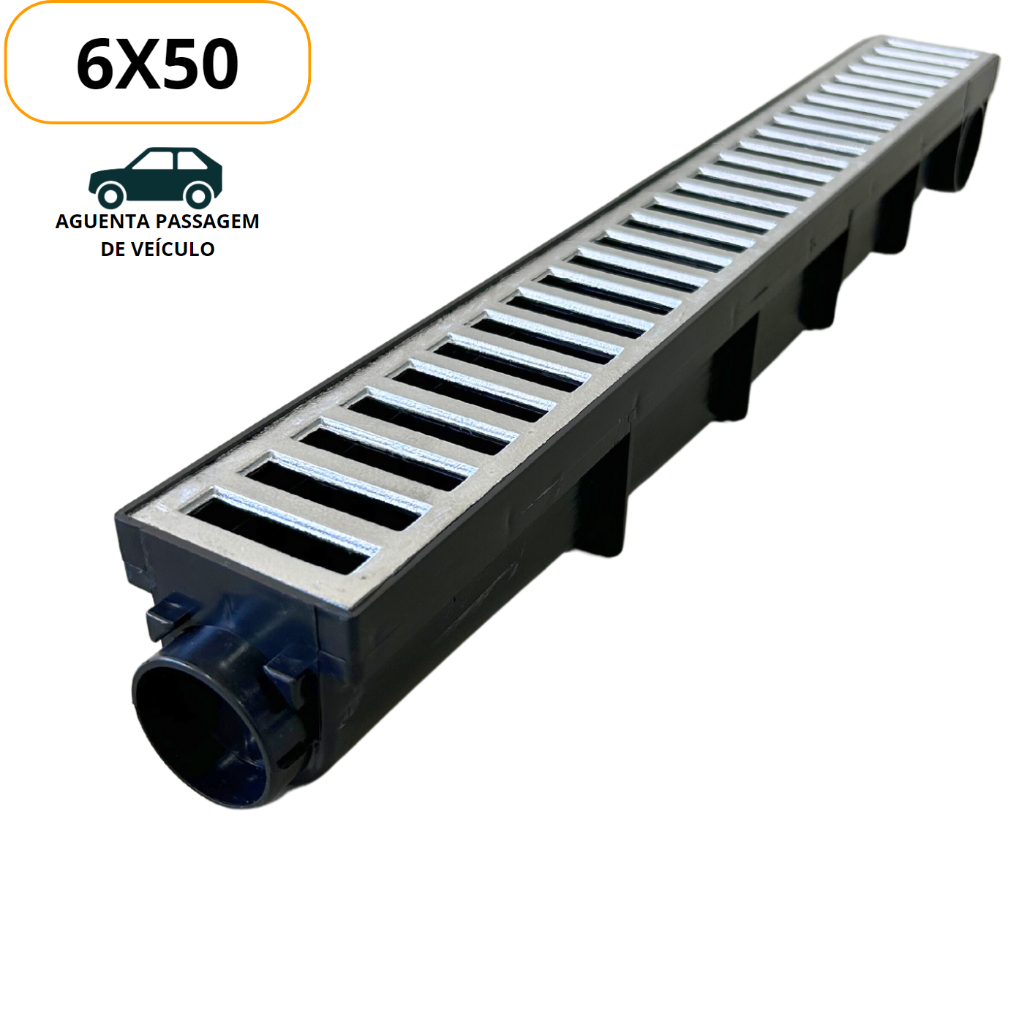 Ralo Linear 6x50cm Grelha Alumínio Aguenta Passagem de Carros Seca Piso Box Piscina Banheiro Jardim Corredor Garagem Quintal Grelha Em Alumínio Sifona
