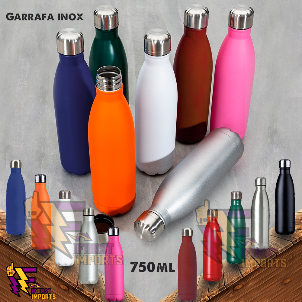 Garrafa Inox Premium 750ml Squeeze  com tampa rosqueável e pintura fosca , Garrafa em Inox Squeeze em Oferta na Shopee
