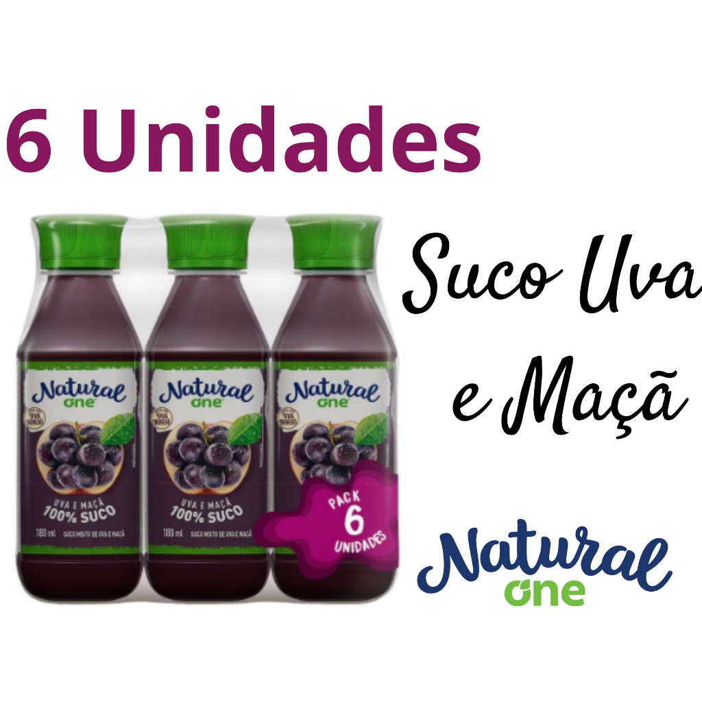 Suco de Uva Natural One 180ml - Kit 6 sucos - Suco Misto de Uva e Maçã