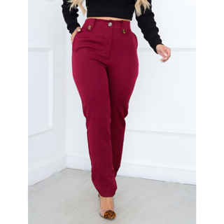 Calça Feminina Alfaiataria Chique Zíper com Bolsos em Oferta na Shopee