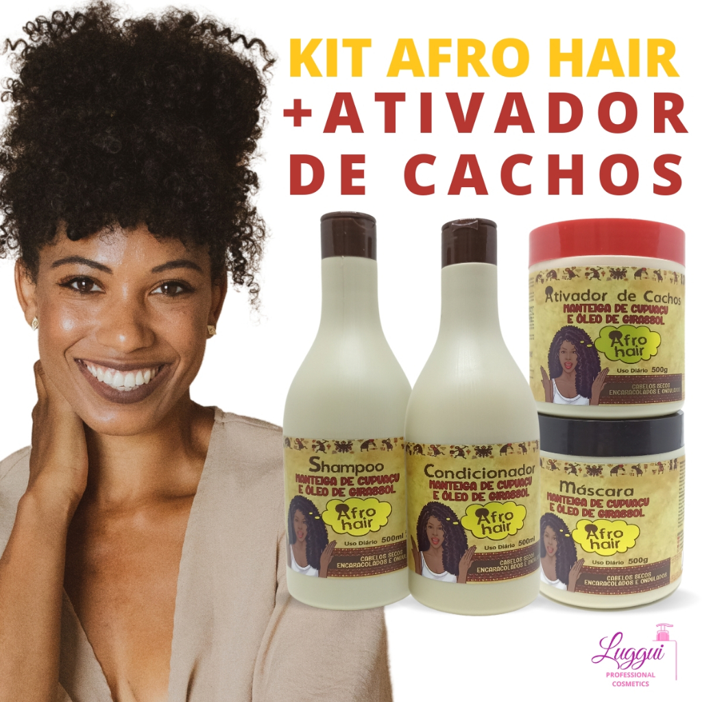 Kit AFRO HAIR Manteiga de Cupuaçu + Ativador de Cachos - Para Cabelos Crespos e Cacheados Maycrene