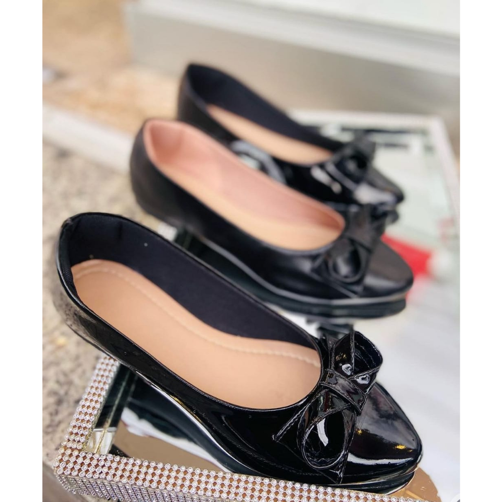 Kit 2 Sapatilha Feminina Casual Sapato Bico Fino Sola Macia Laço Sola Macia Confortável