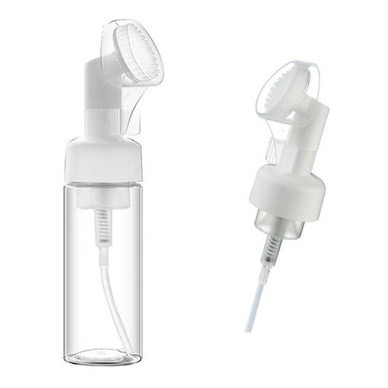 Frasco Espumador Pump 200ml com Escova para Limpeza Facial Reutilizável