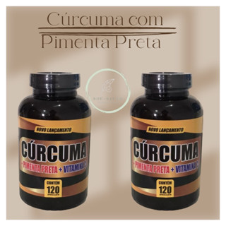 kit com 2 - Cúrcuma + Pimenta Preta + VITAMINA C - 120 cápsulas cada- 500 mg