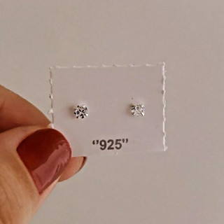Brinco Com Pedra De Zirconia 3mm Prata 925