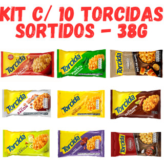 Kit 10 Pacotes De Salgadinho Lucky Torcida Misturados - 38g